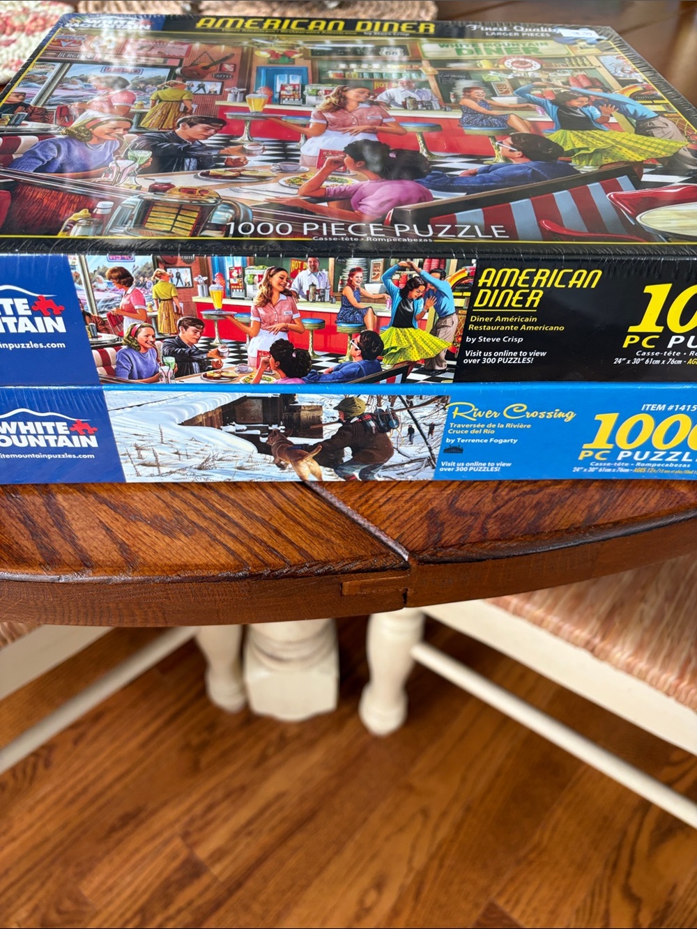 Lot of two White Mountain American Diner Puzzle & River Crossing.